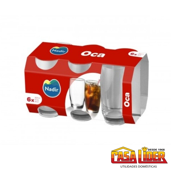 Conjunto 4 Jogos Copos Vidro Nadir 280Ml Popular - 24 Un