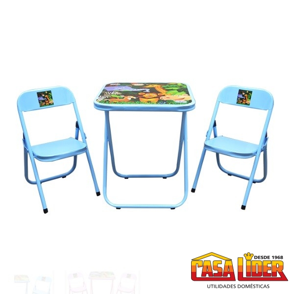 Conjunto Infantil Dobrvel com 2 Cadeiras Azul Floresta - INF0003 - Utilao